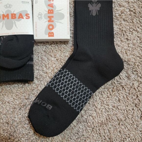 Bombas Calf Socks Men Shoe Size 6-9 Honeycomb Arch Black Lot of 3 Pairs Medium - Picture 7 of 10